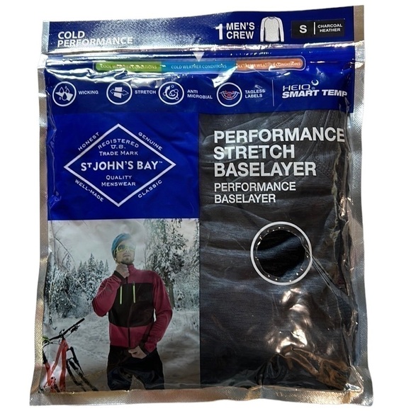St. John’s Bay Men’s Cold Performance Stretch Thermal Crew Top Size-Small NWT - Picture 1 of 3